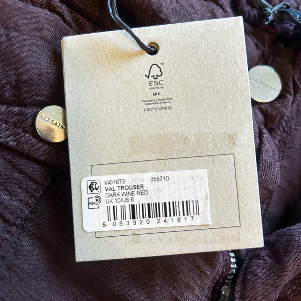 All Saints Val Cargo Joggers in Dark Wine - Picture 7 of 8